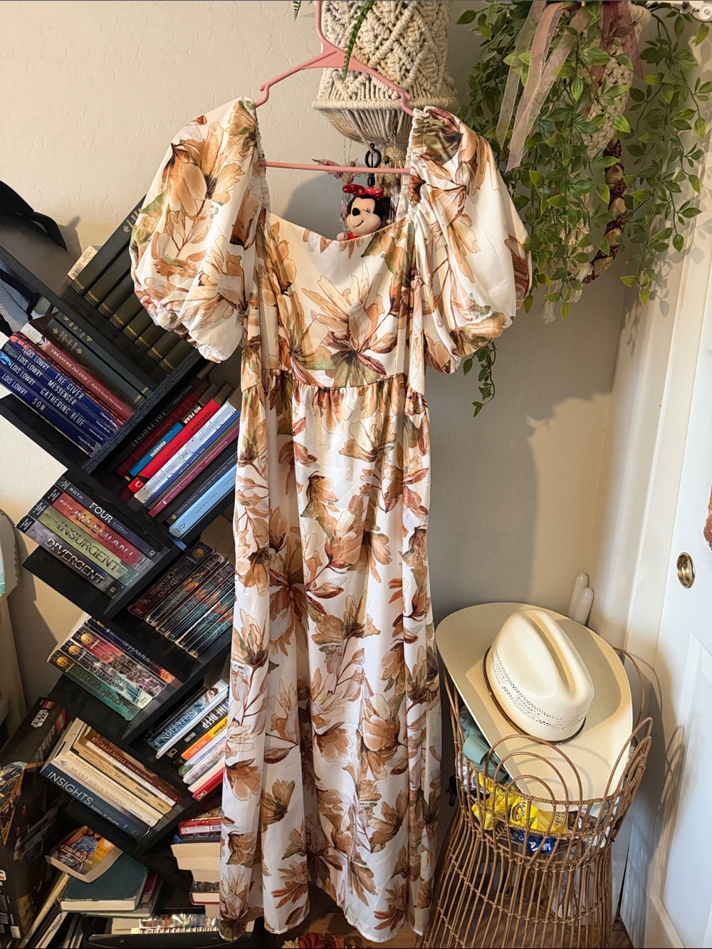 bohme Cream Maxi Dress with Brown Floral Print